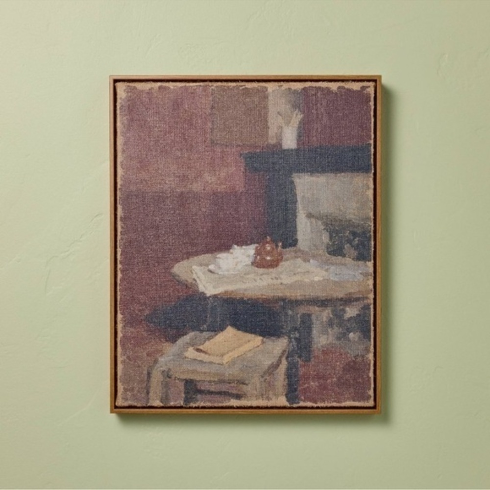 NWT Vertical Dining Still Life Framed Burlap Wall Art from Hearth & Hand